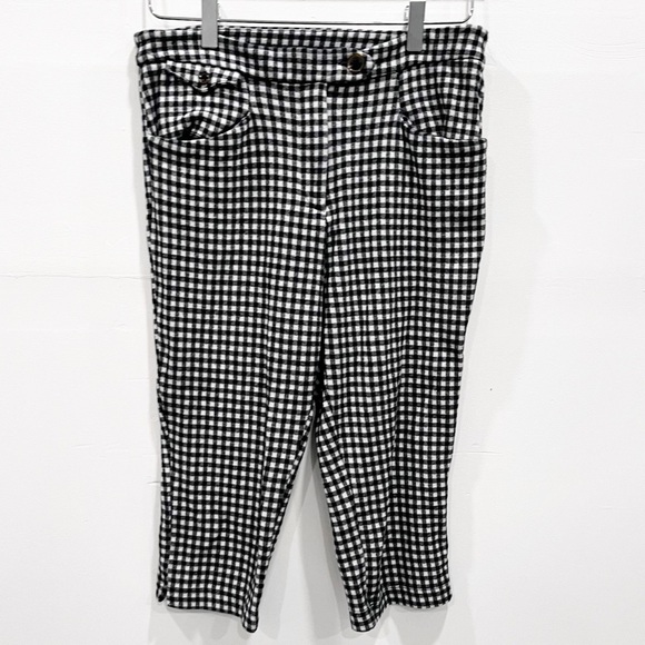 Anthropologie Black White Check Skinny Ankle Pants Size 4 Stretch - Picture 1 of 6